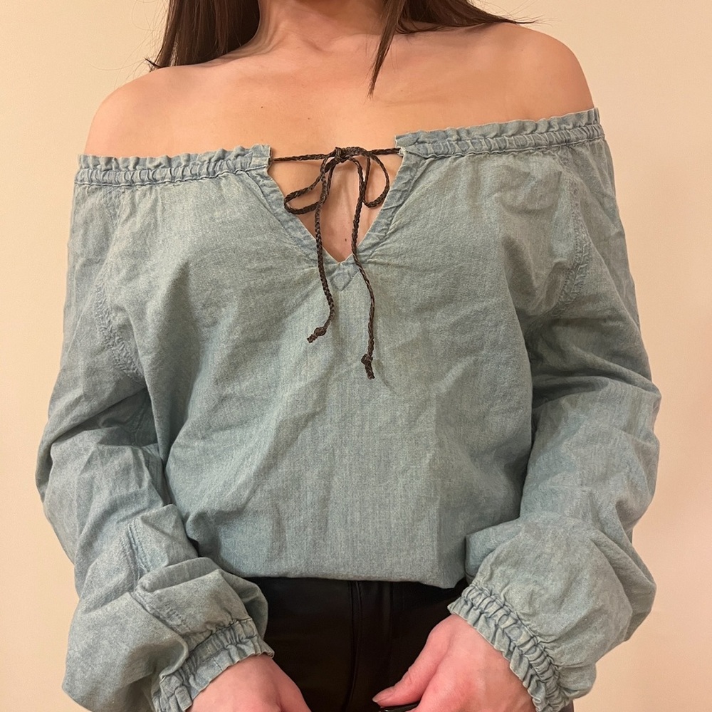 Vintage Polo Jeans cotton denim off the shoulder top